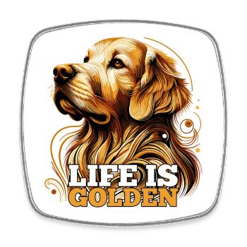 Das Leben ist Golden Retriever Hund Geschenk - Viereckiger Kühlschrankmagnet - Weiß - Vorne