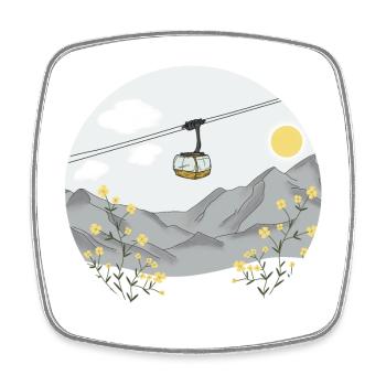 Gondola ride up the mountain - cable car - Square fridge magnet - white - Front