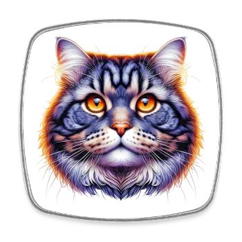 Cat - Square fridge magnet - white - Front