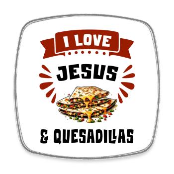 J'aime Jésus et les Quesadillas Mexico - Magnet carré - blanc - Devant