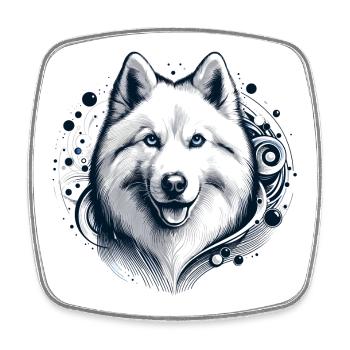 Weißer Langhaar Husky Geschenk - Viereckiger Kühlschrankmagnet - Weiß - Vorne