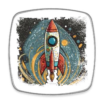 Rocket with a stylish design - Square fridge magnet - white - Front
