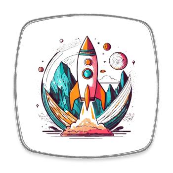 Rakete mit stylischem Design freigestellt - Viereckiger Kühlschrankmagnet - Weiß - Vorne