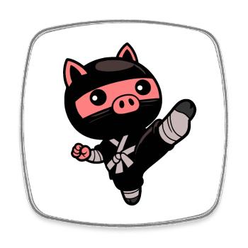 cochon ninja - Magnet carré - blanc - Devant
