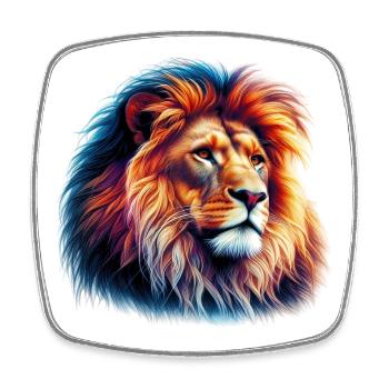 Lion - Magnet carré - blanc - Devant