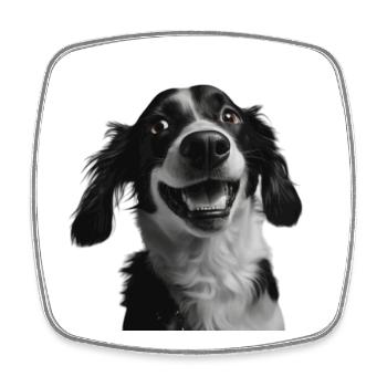 Border Collie Cheer Smile - Square fridge magnet - white - Front