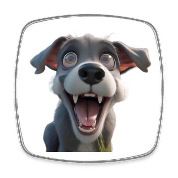 Excited Cartoon Pup - Square fridge magnet - white - Front