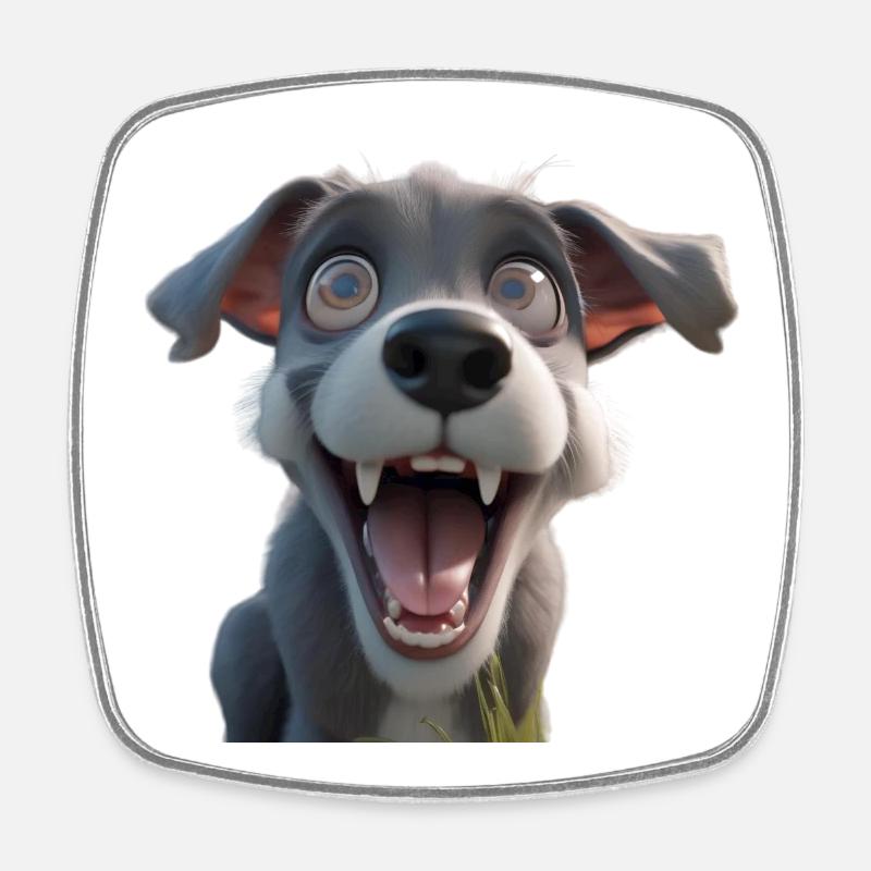 Chien fou - Magnet carré - blanc
