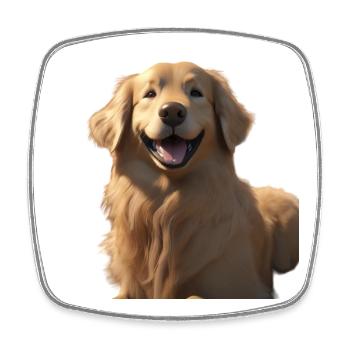 Golden Retriever Smile Tee Art - Square fridge magnet - white - Front
