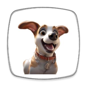 Joyful Cartoon Dog Cheer - Square fridge magnet - white - Front