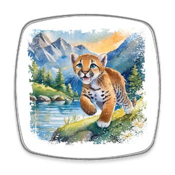 Cute Young Tiger | Children's book style - Square fridge magnet - white - Front