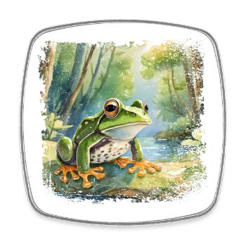 Niedlicher junger Frosch im Kinderbuchstil - Viereckiger Kühlschrankmagnet - Weiß - Vorne