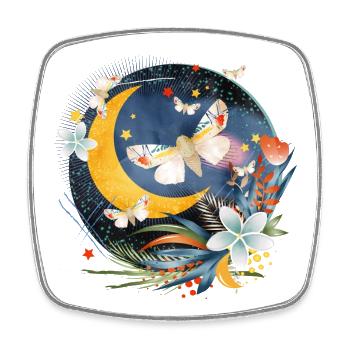 rare exotic butterflies in the moonlight - Square fridge magnet - white - Front