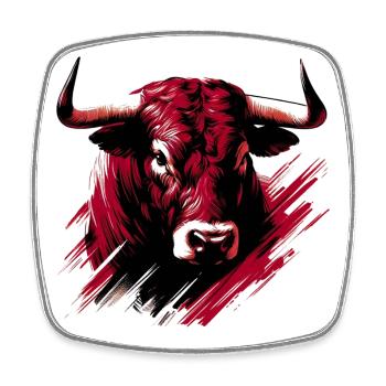 Stier - Viereckiger Kühlschrankmagnet - Weiß - Vorne