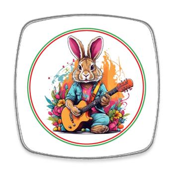 Osterhase mit Gitarre - Viereckiger Kühlschrankmagnet - Weiß - Vorne