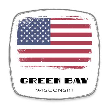 Green Bay, Wisconsin, USA - Viereckiger Kühlschrankmagnet - Weiß - Vorne