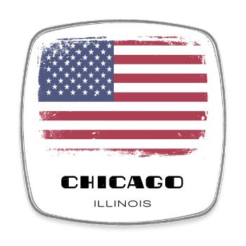 Chicago, Illinois, États-Unis - Magnet carré - blanc - Devant
