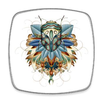 Exotic African Insect in Leaf Amulet - Square fridge magnet - white - Front
