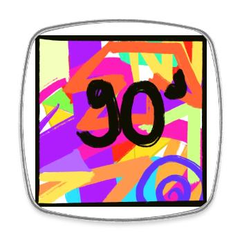 Retro style 90s design - Square fridge magnet - white - Front