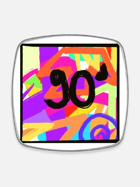 Retro style 90s design - Square fridge magnet - white