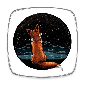 Fuchs mit Sternenhimmel - Viereckiger Kühlschrankmagnet - Weiß - Vorne