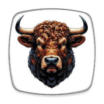 Stier - Viereckiger Kühlschrankmagnet - Weiß - Vorne