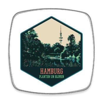 Illustration, parc de Planten un Blomen à Hambourg - Magnet carré - blanc - Devant
