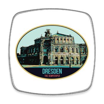 Dresdner Semperoper: Eleganz in der Illustration - Viereckiger Kühlschrankmagnet - Weiß - Vorne
