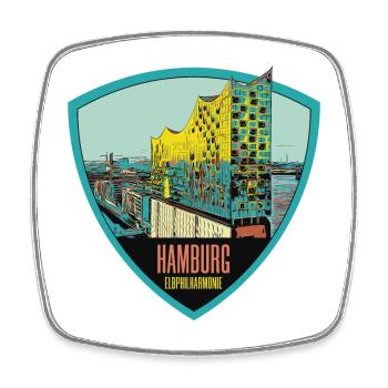 Illustration: , Hamburg - Viereckiger Kühlschrankmagnet - Weiß - Vorne