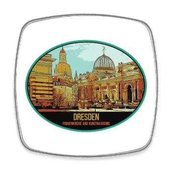 Historisches Dresden: Faszinierender zentraler Charme - Viereckiger Kühlschrankmagnet - Weiß - Vorne