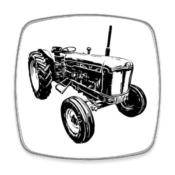 Super Tracteur - Magnet carré - blanc - Devant