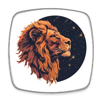 Lion with starry sky - Square fridge magnet - white - Front