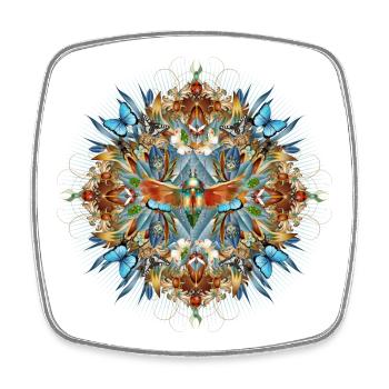 Artistic amulet made of insects in floral shape - Square fridge magnet - white - Front