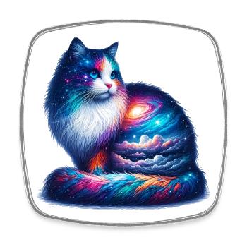 Katze - Viereckiger Kühlschrankmagnet - Weiß - Vorne