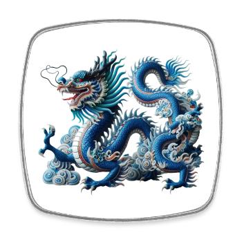 Blue kite in the river of clouds - Square fridge magnet - white - Front