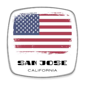 San Jose, California, USA - Viereckiger Kühlschrankmagnet - Weiß - Vorne