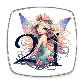 21 Years Fairy Elf Cute Blonde Birthday Gift - Square fridge magnet - white - Front