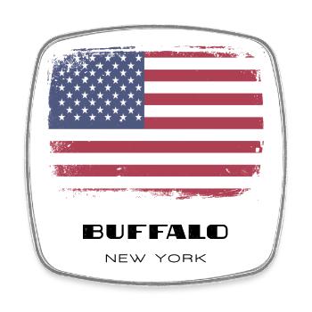 Buffalo, New York, États-Unis - Magnet carré - blanc - Devant