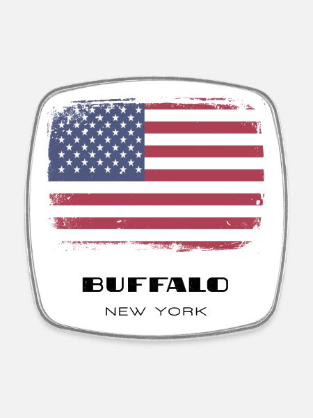 Buffalo, New York, USA - Square fridge magnet - white
