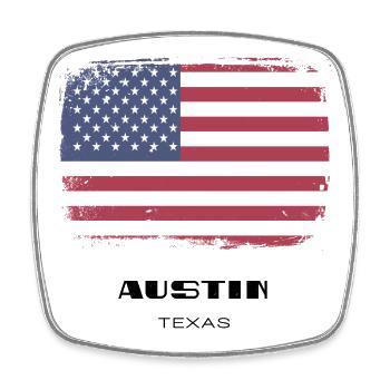 Austin, Texas, États-Unis - Magnet carré - blanc - Devant
