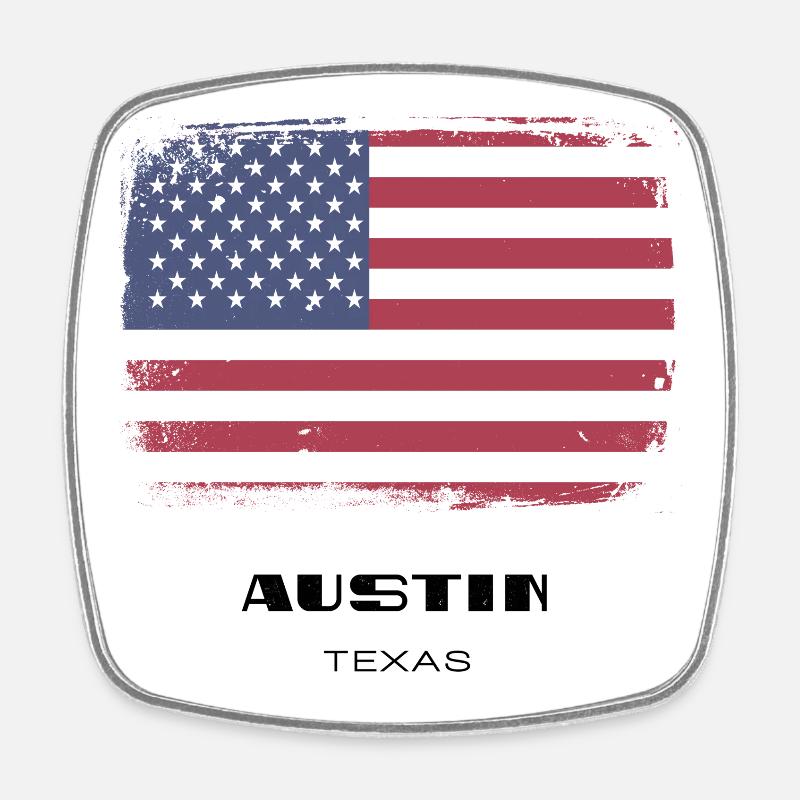 Austin, Texas, États-Unis - Magnet carré - blanc