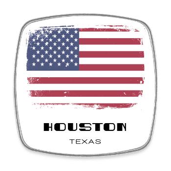 Houston, Texas, USA - Viereckiger Kühlschrankmagnet - Weiß - Vorne