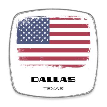 Dallas, Texas, États-Unis - Magnet carré - blanc - Devant