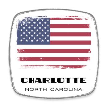 Charlotte, North Carolina, USA - Square fridge magnet - white - Front