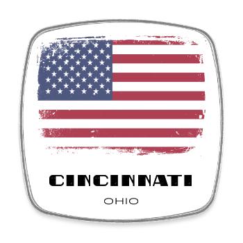 Cincinnati, Ohio, États-Unis - Magnet carré - blanc - Devant