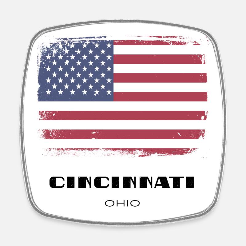 Cincinnati, Ohio, États-Unis - Magnet carré - blanc