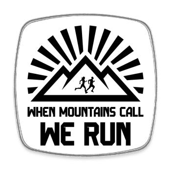 Trailrunner - Wenn die Berge rufen - wir laufen - Viereckiger Kühlschrankmagnet - Weiß - Vorne