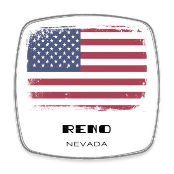 Reno, Nevada - Viereckiger Kühlschrankmagnet - Weiß - Vorne