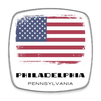 Philadelphie, Pennsylvanie, États-Unis - Magnet carré - blanc - Devant