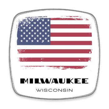Milwaukee, Wisconsin, États-Unis - Magnet carré - blanc - Devant